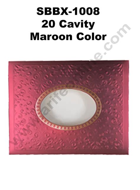 Cake Decor Maroon Color 20 Cavity Window Cardboard Paper Chocolate Box ...
