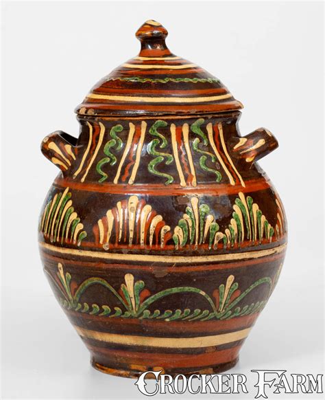 Outstanding Alamance County, North Carolina Redware Lidded Sugar Jar ...