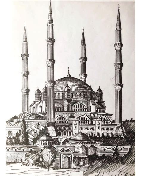 Beautiful Mosque Drawing Picture
