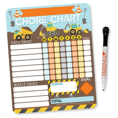 Buy Construction Magnetic Chores Chart for Kids Chore Tracker ...