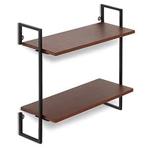 INDIAN DECOR. 39181 Dark Brown Floating Wall Shelves - 2-Tiered - Wall ...