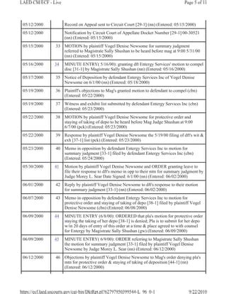 DOCKET SHEET in Newsome vs. Entergy Services Inc/Entergy New Orleans | PDF