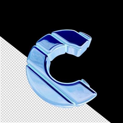 Símbolo 3D feito de blocos diagonais de gelo azul letra c | PSD Premium