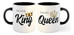 Buy ARTBUG™ I'm Her King & I'm His Queen Coffee Mug Best Gift for Wife ...