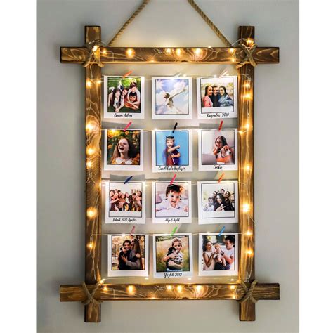 Personalized wooden photo frame with latch led light and 12 your photo ...