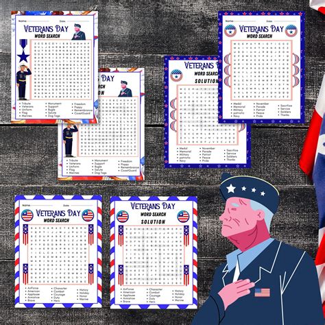 Veterans Day Word Search Puzzle Patriotic Veterans Day Word Search Game ...