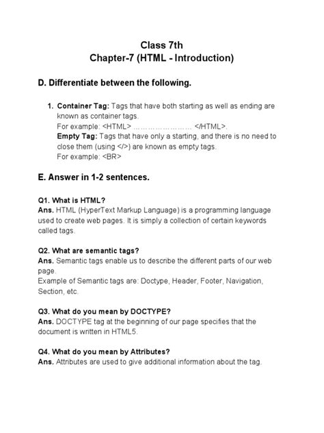 Image result for Class 7 Introduction to HTML PDF