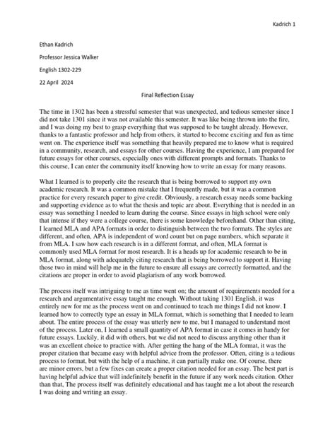 Image result for Final Reflection Essay Example