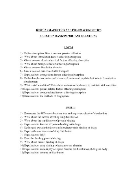Bppk imp questions - Bachelor of Pharmacy - Studocu