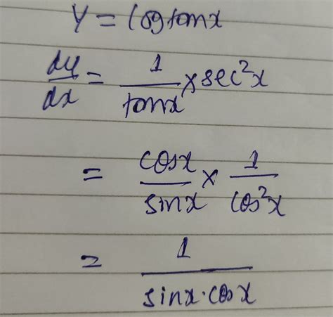 If y=log tanX. Find dy÷dx ? - Brainly.in
