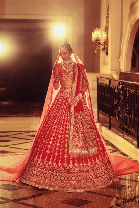 Scarlet Red Dori Embroidered Lehenga Set – Manish Malhotra