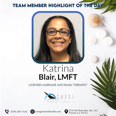 "💪🏽Team Member Spotlight! Today we are highlighting Katrina Blair, LMFT ...
