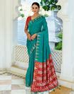Teal Green Soft Tussar Silk Saree With Zari Weaving Work – Sareewave