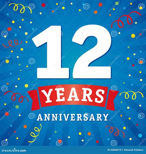 12 Years Anniversary Logo Celebration Card Stock Vector - Illustration ...