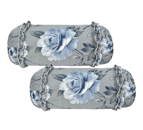 Buy Outlay Home Cotton Frilled Bolster Cover 16 X 32 Inches ...