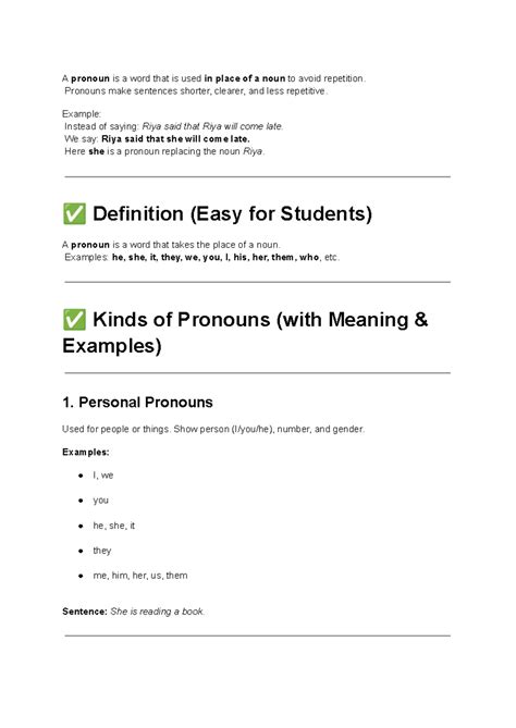Understanding Pronouns: A Simple Guide for Students - Studocu