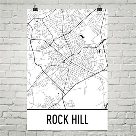 Rock Hill Map, Rock Hill SC Art, Rock Hill Print, Rock Hill South ...