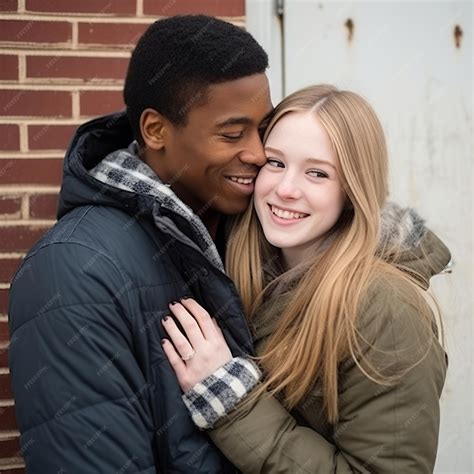 Premium Photo | Loving teenage interracial couple is enjoying a ...