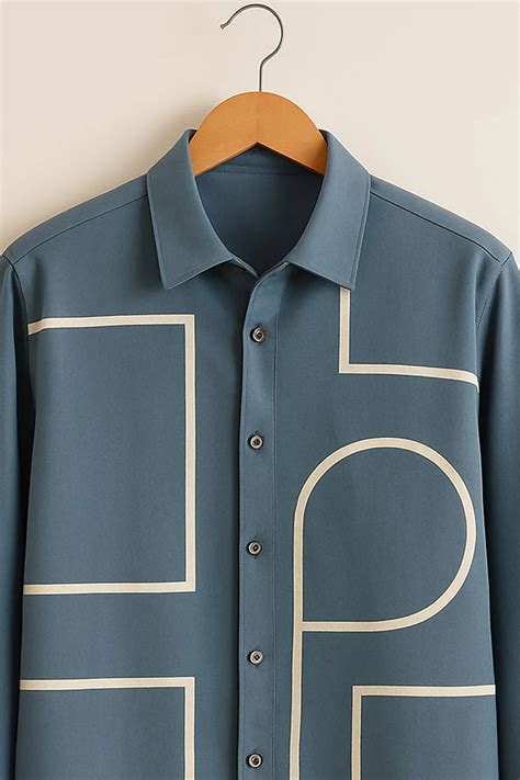 Men's Full Sleeve Cotton Shirt Featuring Bold Geometric Outline Patter ...