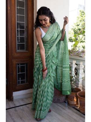 Buy Moora Strangers In Bangalore Light Green Dabu Block Print Mulmul ...