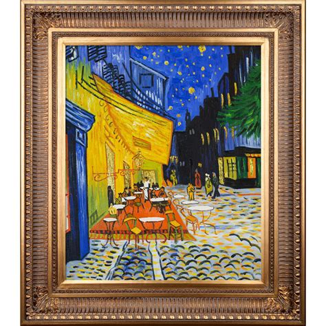La Pastiche Cafe Terrace At Night Metallic Embellished Artwork By ...
