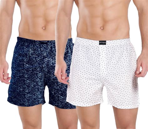 Bricked Blue & White Dotted Printed Cotton Boxers For Men | Amogue