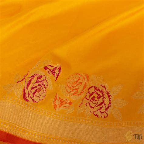 Marigold Yellow Pure Katan Silk Banarasi Handloom Saree - Tilfi