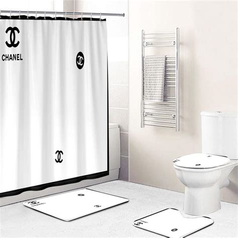 Chanel Shower Curtain White And Beautiful Black Luxury Bath Mat Sets ...