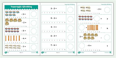 Gr R Teepartytjie Aftrekking Binne 10 Werksblad - Twinkl