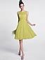 A-Line Bridesmaid Dress Scoop Neck Sleeveless Knee Length Chiffon with ...