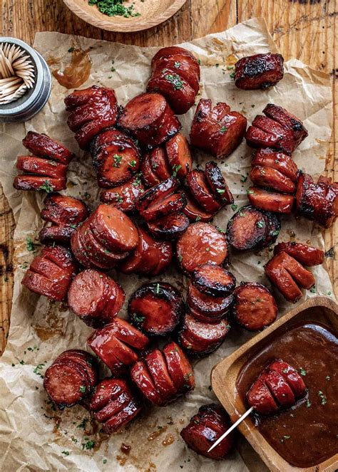 Maple BBQ Hasselback Kielbasa Bites
