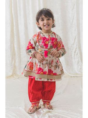 Buy TIBER TABER Baby Girls Garden Bloom Kurta with Salwar - Cream (Set ...