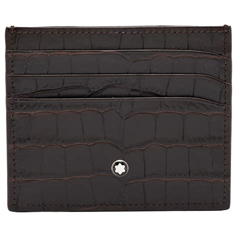 Montblanc Dark Brown Croc Embossed Leather Meisterstuck 6CC Card Holder ...