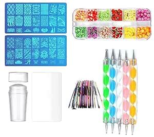 Buy ALVRIO Nail Art Stamping Plate Kit - 2 Image Stamping Template 1 ...