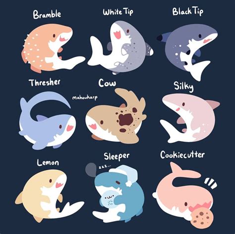 Sharks | Mahoukarp Cute Kawaii Drawings, Kawaii Art, Shark Art, Cute ...