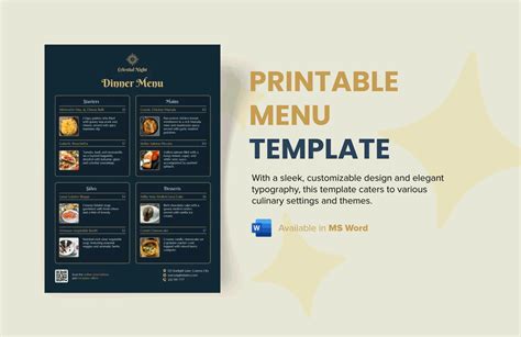 Printable Menu Template in Word - Download | Template.net