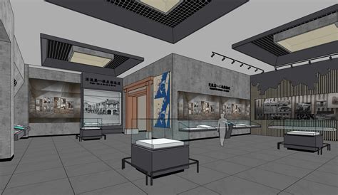新中式博物馆室内设计SU模型 | 铅笔汇-高品质SU模型交流分享平台