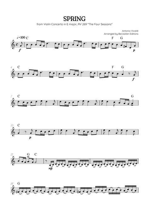 Vivaldi • The Four Seasons: Spring | Cmaj • french horn sheet music ...