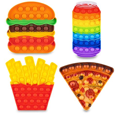 Buy Pop Its Fidget Toys Pack 4 - Stress Food Pop Its Poppers Fidget ...