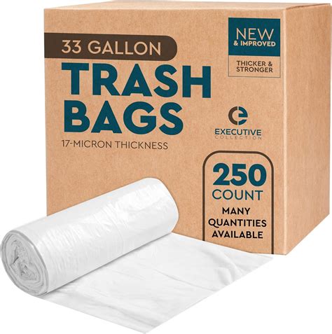Buy 33 Gallon Trash Bags - 250 Count - 33 x 40 Clear Plastic Garbage ...