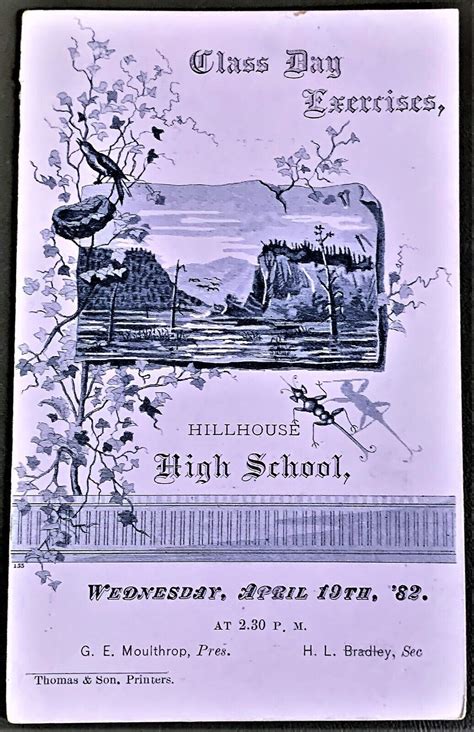 #G2950 HILLHOUSE HIGH SCHOOL CLASS DAY 1882 BOOKLET ( maybe NEW HAVEN ...