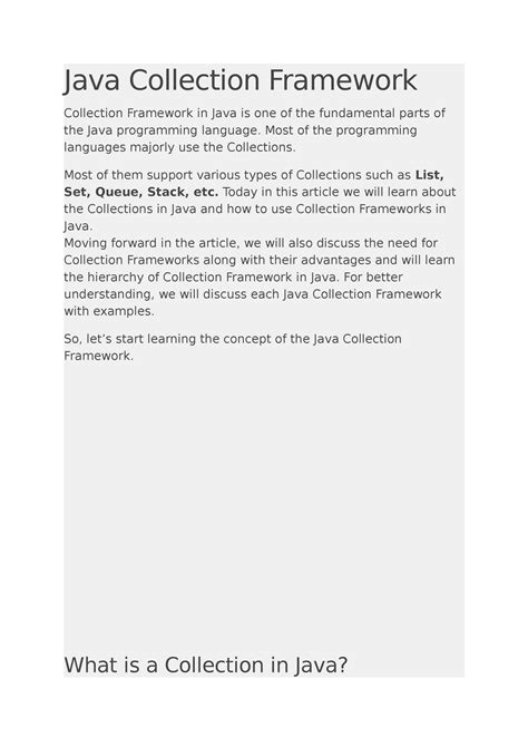 Java collection framework - Java Collection Framework Collection ...