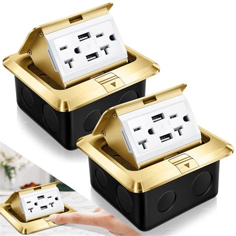 Hoolerry 2 Pack Pop up Floor Electrical Outlet Cover Box Kit with 4.8A ...