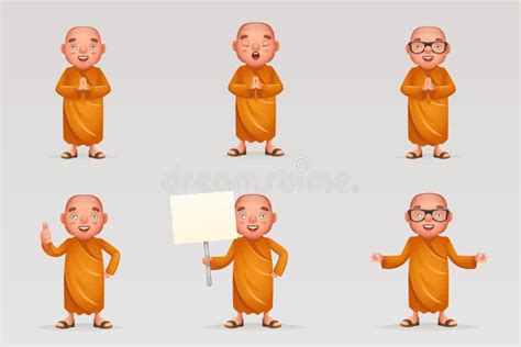 Значки персонажа мультфильма 3d религии культуры буддийский монах ...