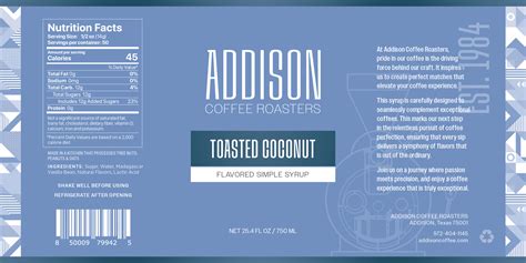ADDISON Coffee Roasters | Simple Syrup Packaging Design | Ashley ...