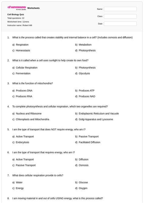 50+ Cell Biology worksheets for Class 7 on Wayground | Free & Printable