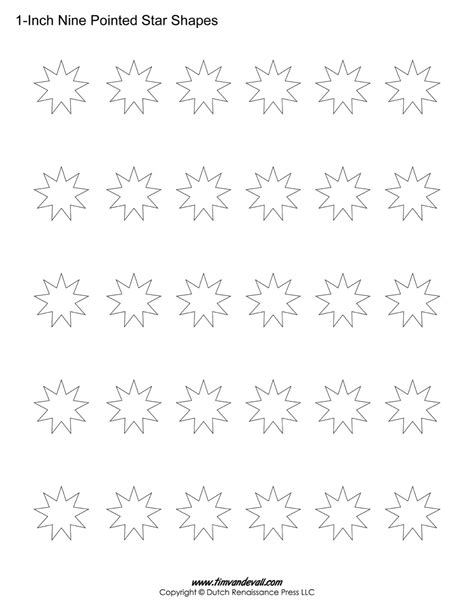 Free Printable Nine Pointed Star Templates | Blank Shape Printables