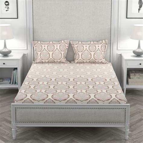 Buy PORTICO Charlotte Pink Printed 3-Piece Pink Cotton Super King ...