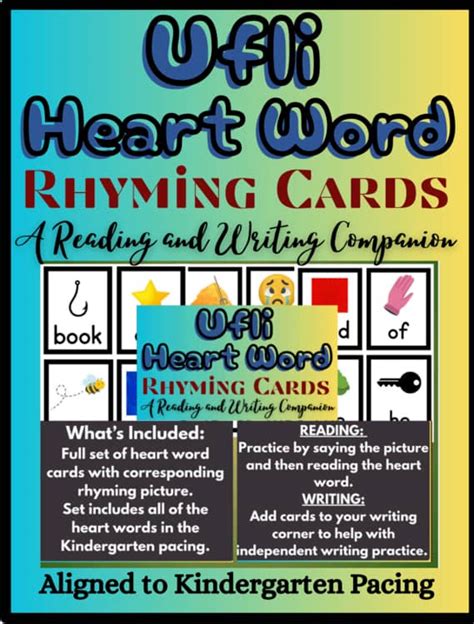 Ufli Heart Word Rhyming Cards: A reading and writing companion | TPT