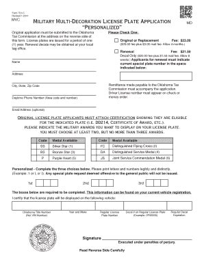 Oklahoma Multi Decoration Military Tags Form - Fill and Sign Printable ...